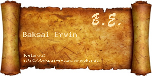 Baksai Ervin névjegykártya