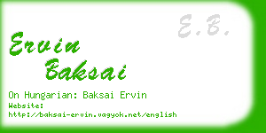 ervin baksai business card